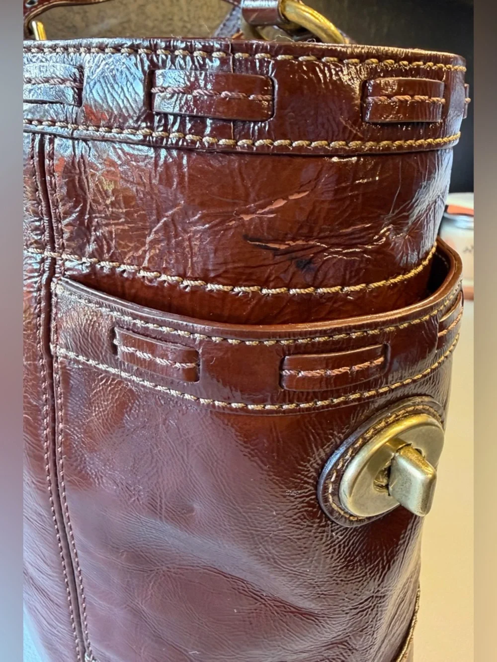 Coach Patent Leather Shoulder Tote with Gold Hardware! #11500 - Picture 10 of 16